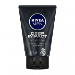 NIVEA Men Face Wash, Deep Impact Intense Clean, for Beard & Face, with Black Carbon, 100 g